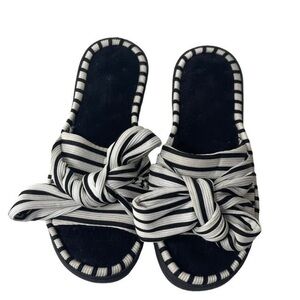 UltraIdeas Memory Foam Slides Slippers Bow Striped sz M 7/8 New